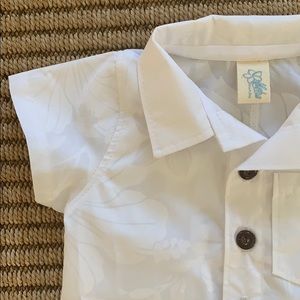 White tone on tone Hawaiian print romper.